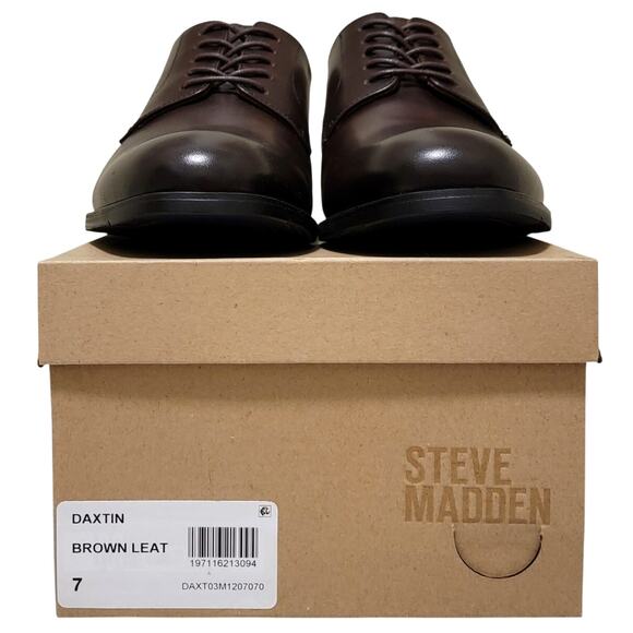Steve Madden Men Daxtin Plain Toe Derby Oxfords Size US 7M Brown Leather - Picture 4 of 4